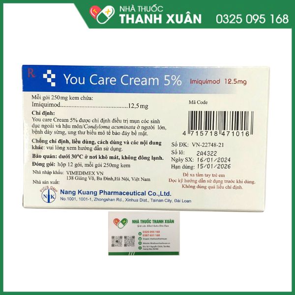 You Care Cream 5% - Thuốc điều trị mụn cóc